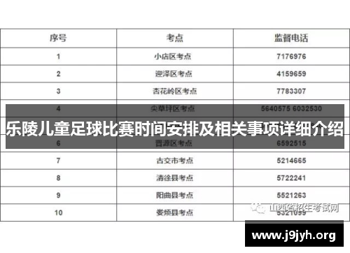 乐陵儿童足球比赛时间安排及相关事项详细介绍